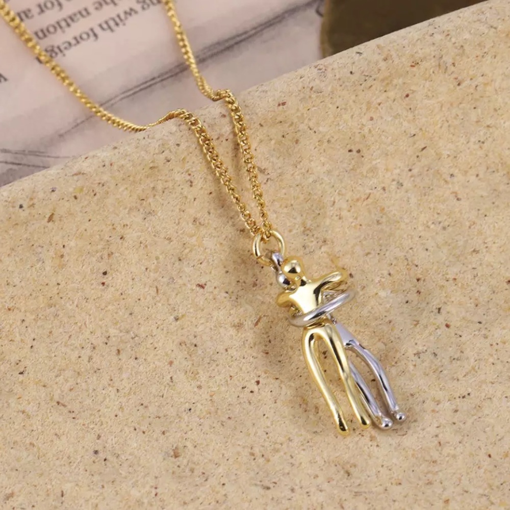 Gold & Silver Hugging Lovers Necklace